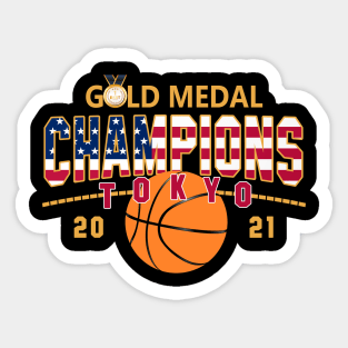 USA Basketball Gold Medel Tokyo 2021 Champions American Flag Sticker